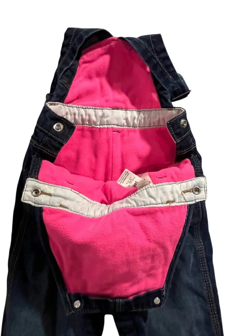 OshKosh B'gosh Girls 24 Month Denim Overalls Pink Fleece Lining